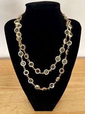 Atelier Swarovski Gold and Clear Double Strand Crystal Necklace